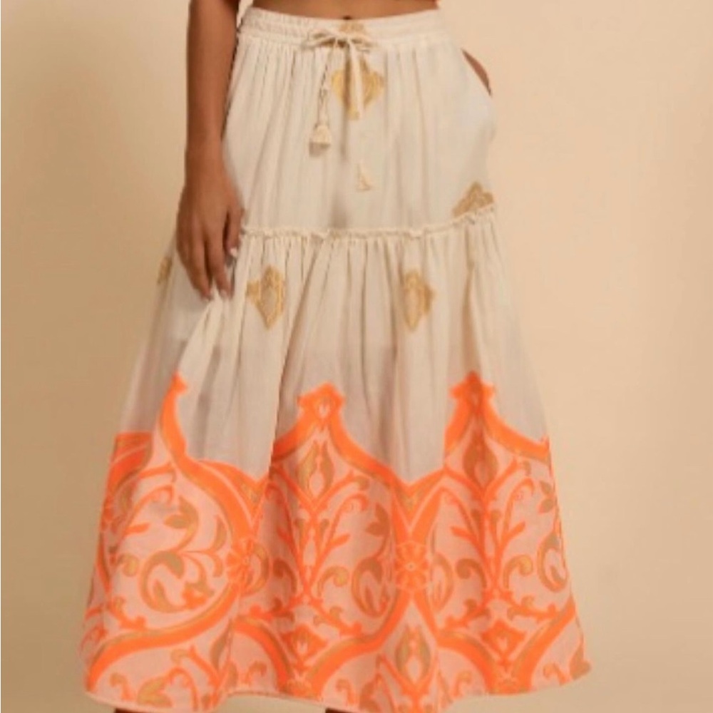 Kasia Celeste Greek boho maxi skirt, size small, may fit medium and large